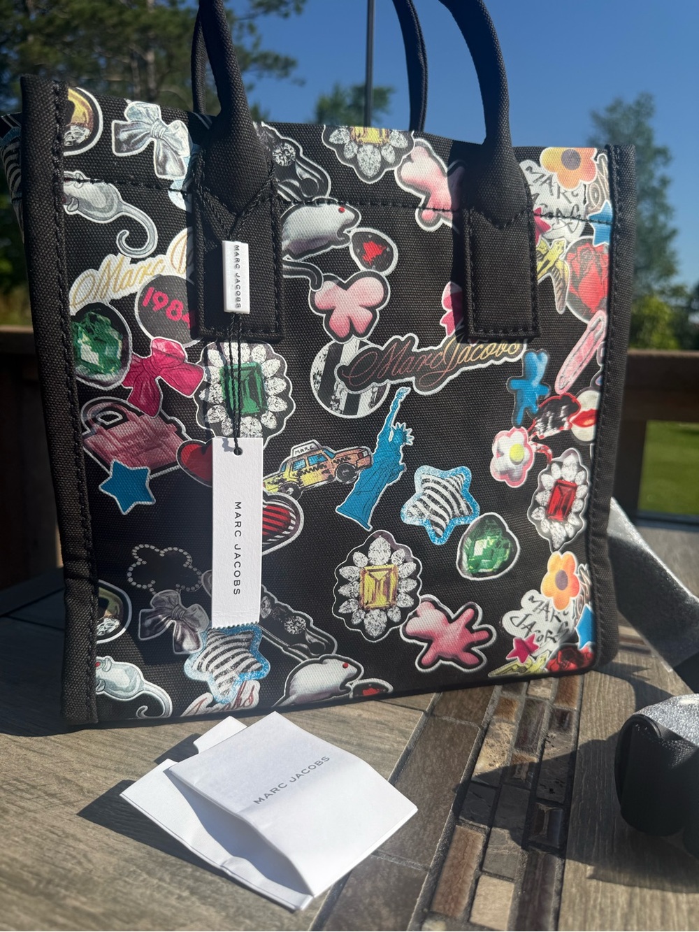 NWT Marc Jacobs Sticker Print Canvas
Tote Bag Black - Picture 8 of 13